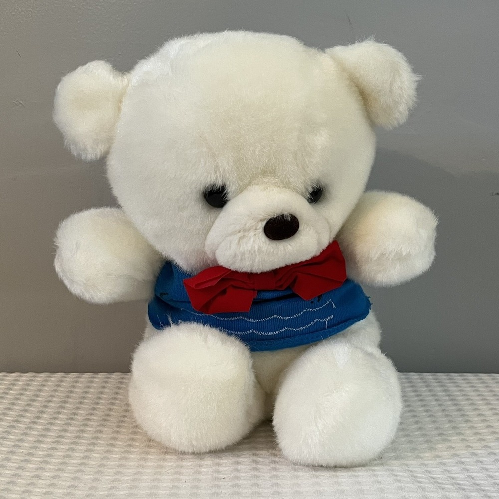 Vintage America Wego White Teddy Bear & Bow Tie Plush Vintage 1982 San Diego Sh